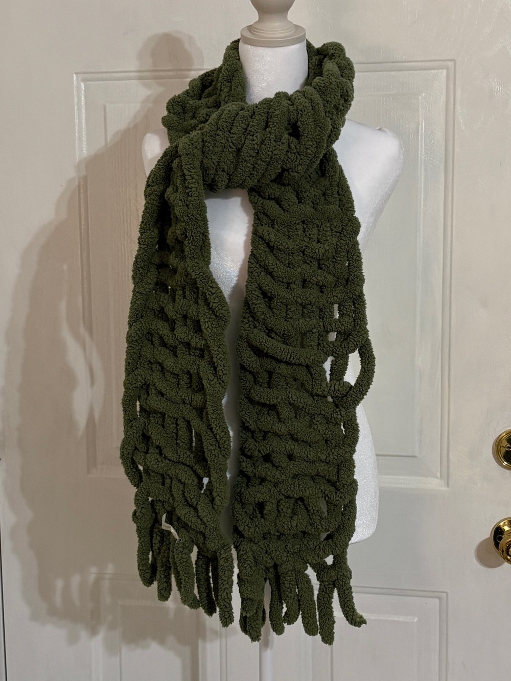 Madewell Chunky Oversized Scarf Soft Fuzzy Lightweight Green Football Game Time